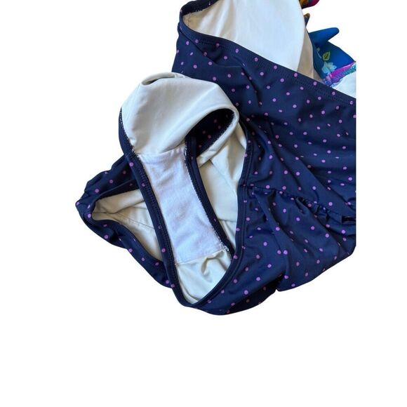 Matilda Jane Navy Sandcastle Queen Halter One-Piece Size M Polka Dot Floral Ruch - Picture 6 of 7